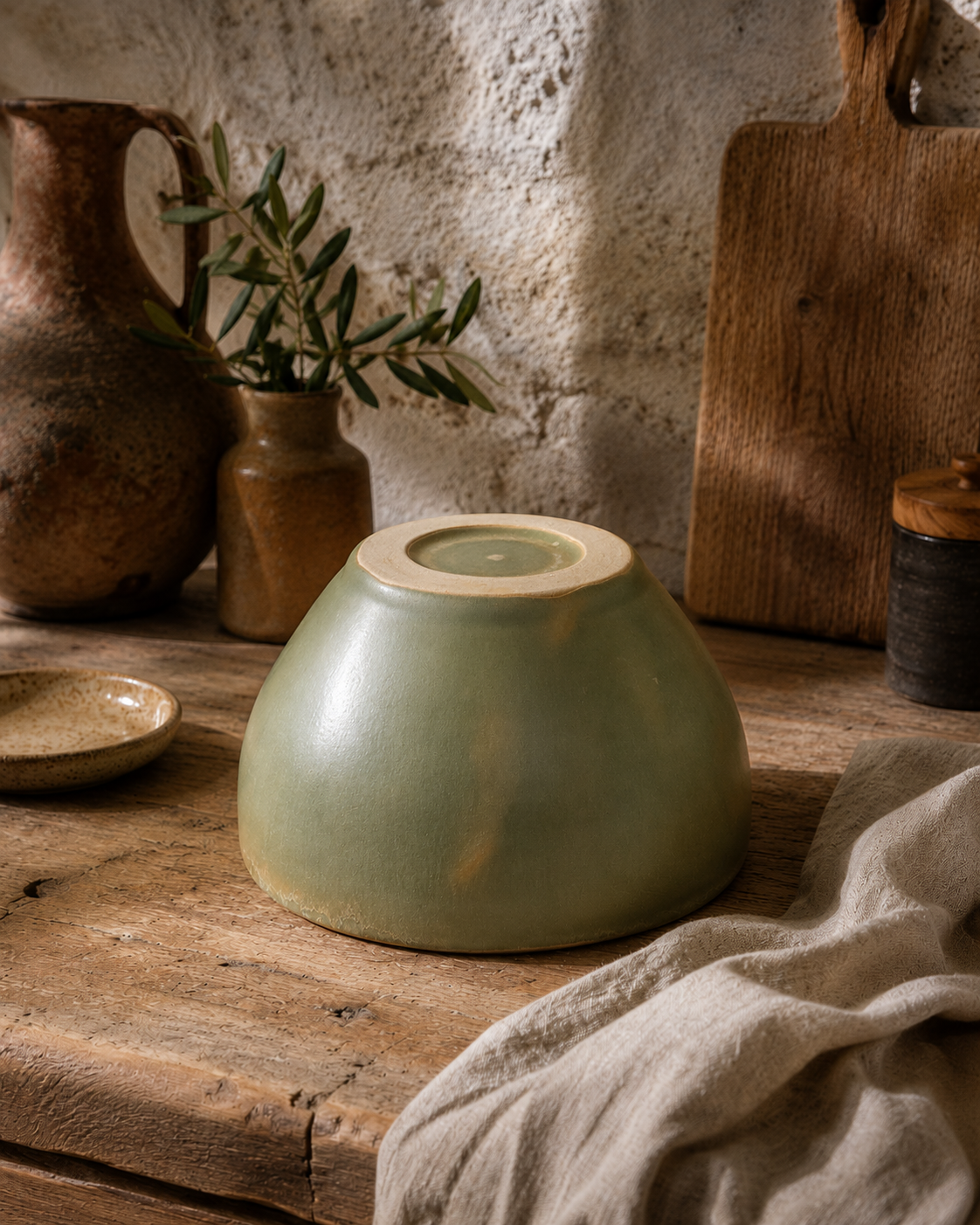 Cuenco de cerámica artesanal – Verde Salvia