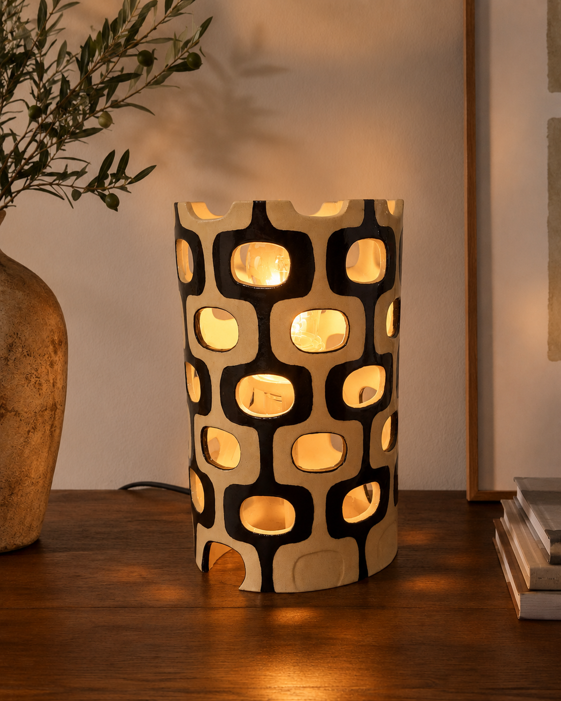 Lámpara de Cerámica Artesanal en Gres