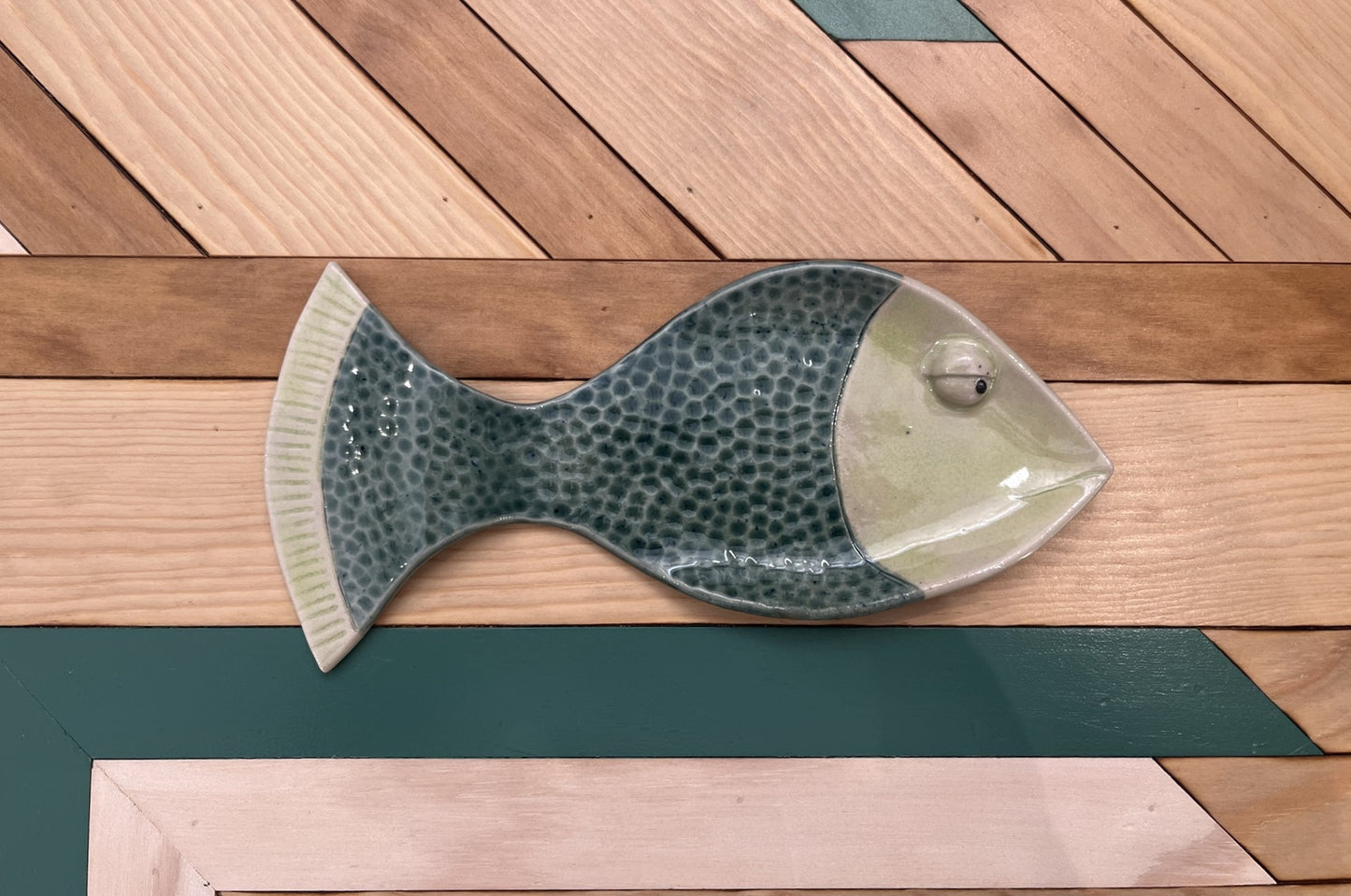 Reposa cuchara Pez Verde — cerámica artesanal