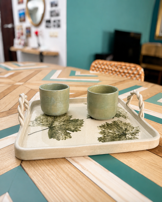 Vasos artesanales verdes mate – Set de 2 piezas