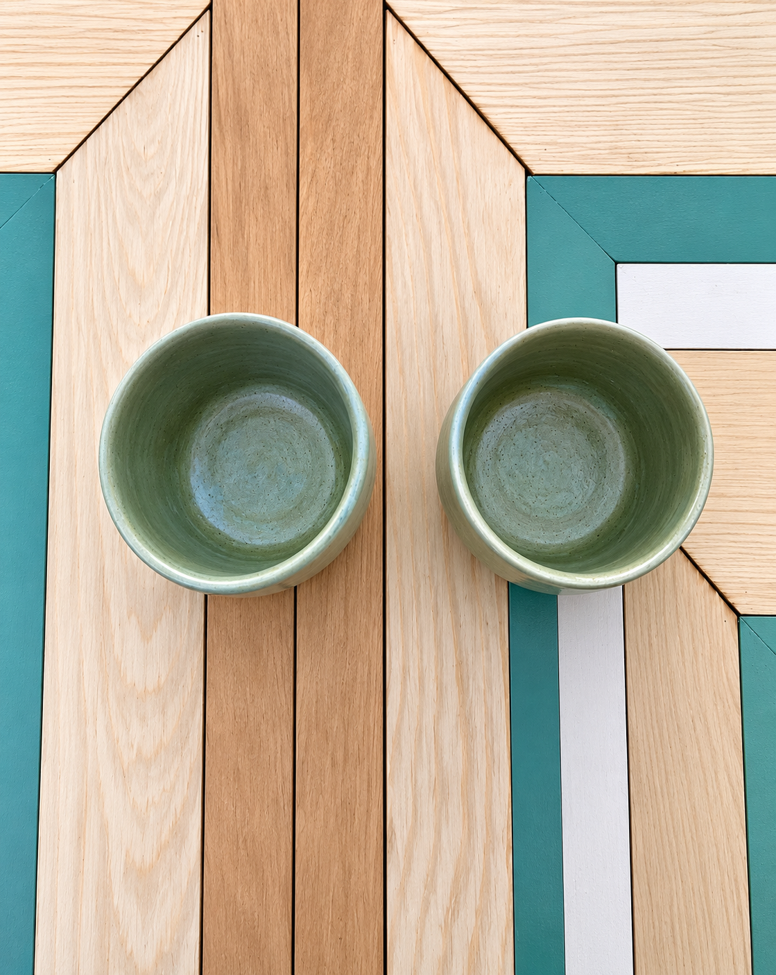 Vasos artesanales verdes mate – Set de 2 piezas