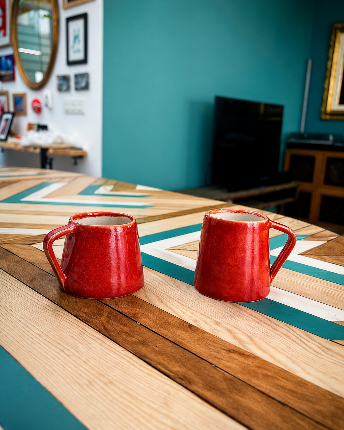 Tazas hechas a mano, rojo intenso