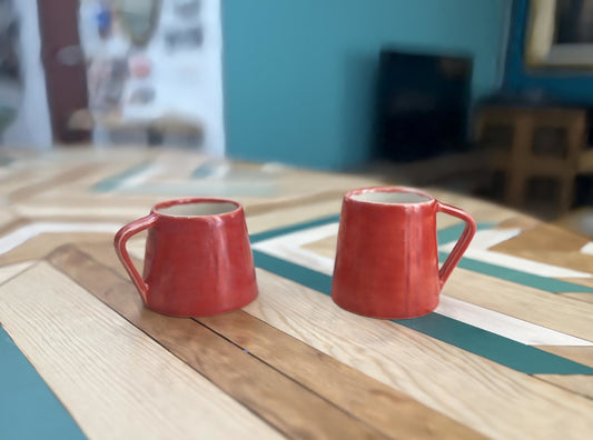Tazas hechas a mano, rojo intenso