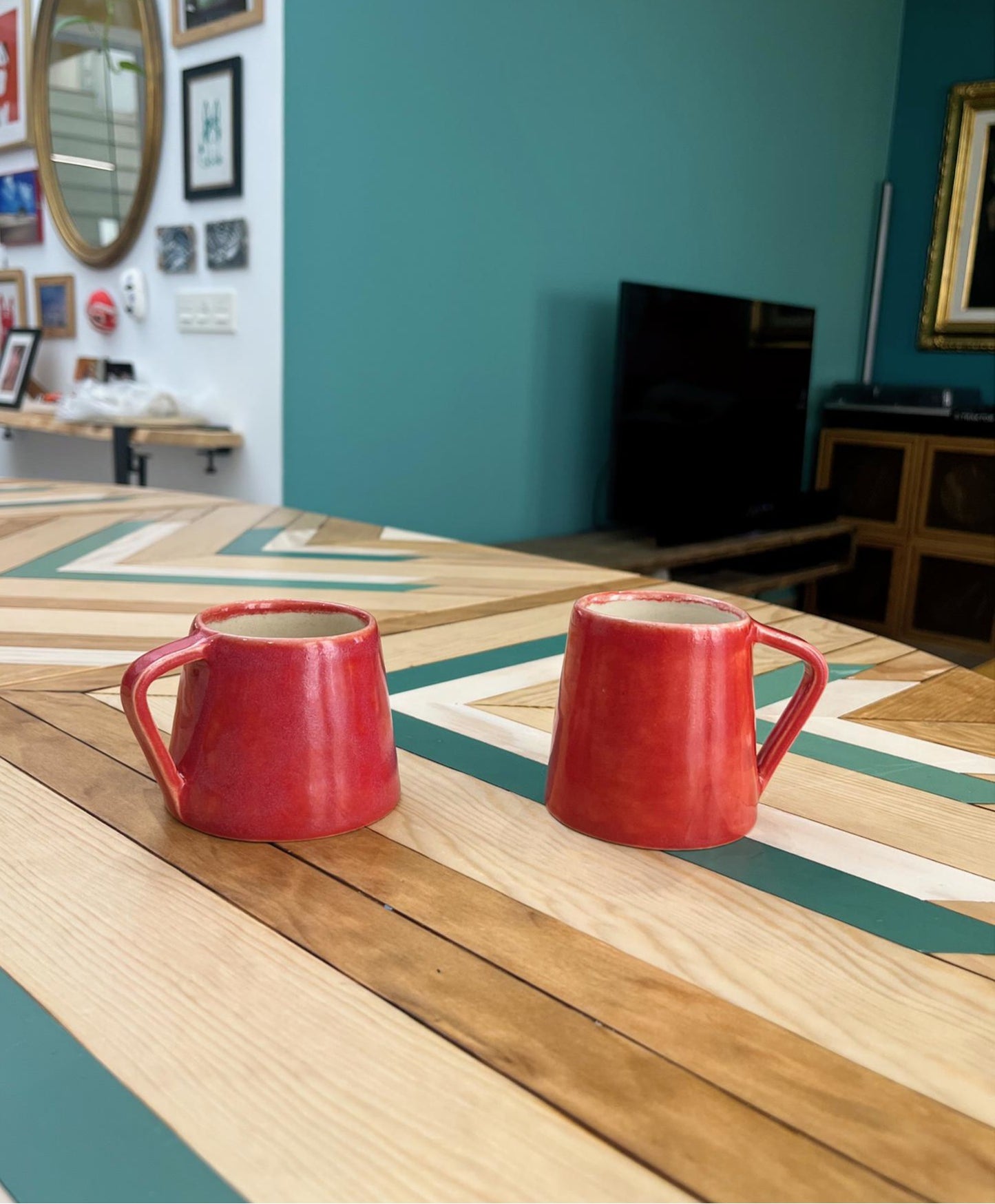 Tazas hechas a mano, rojo intenso