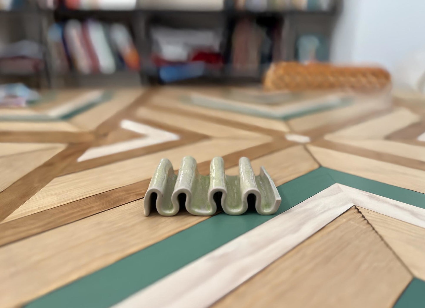 Jabonera Onda Verde – cerámica artesanal